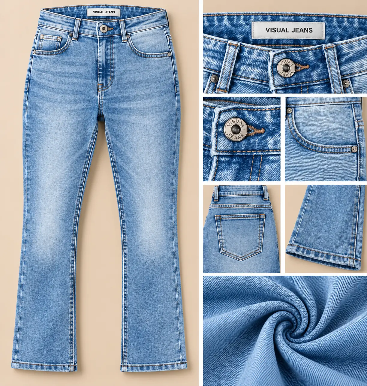 Calça Jeans Masculina Visual Jeans — Slim — Azul Claro — foto ilustrativa