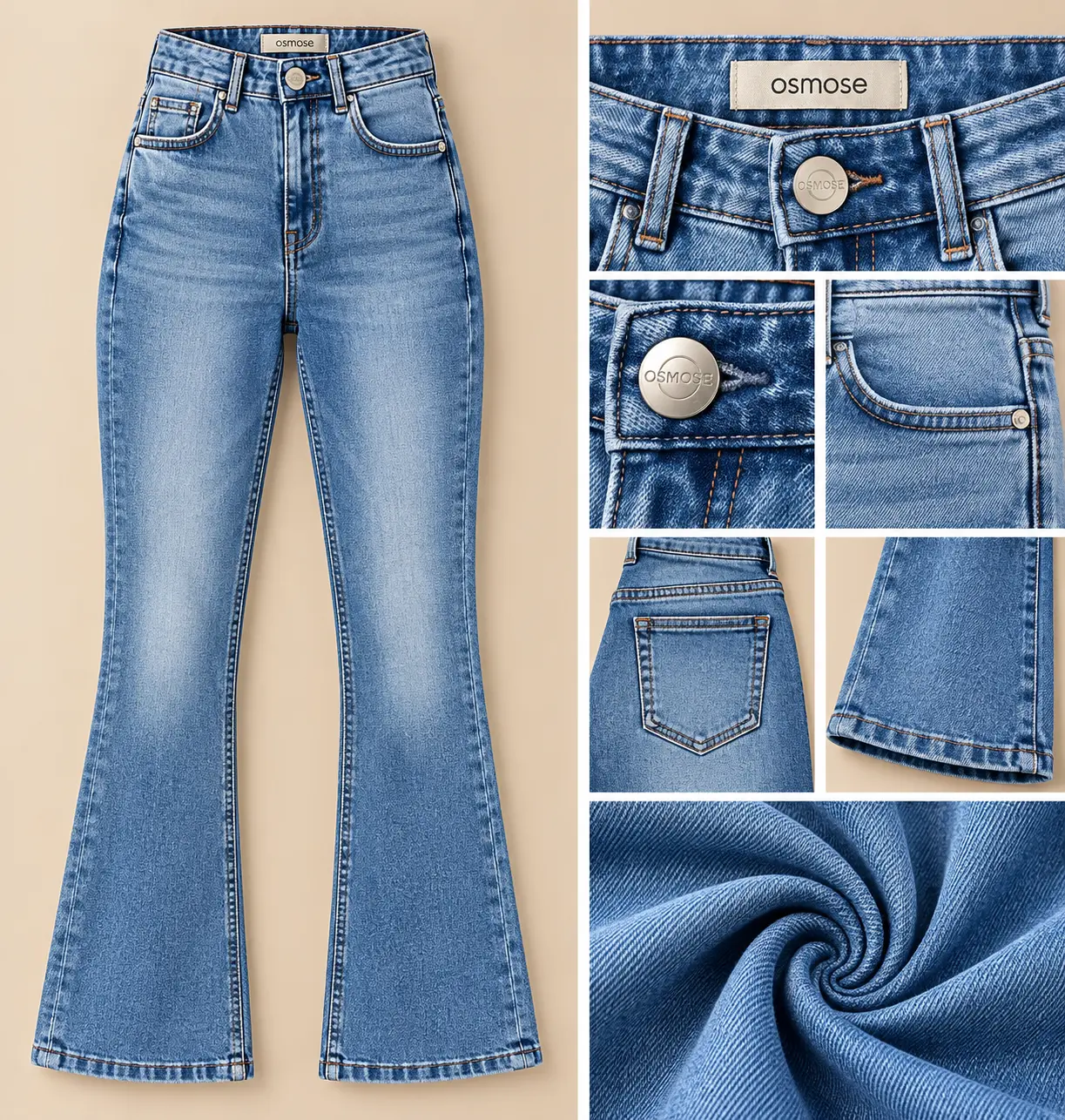 Calça Jeans Feminina Flare Osmose — Azul Médio — 34 ao 48 — foto ilustrativa