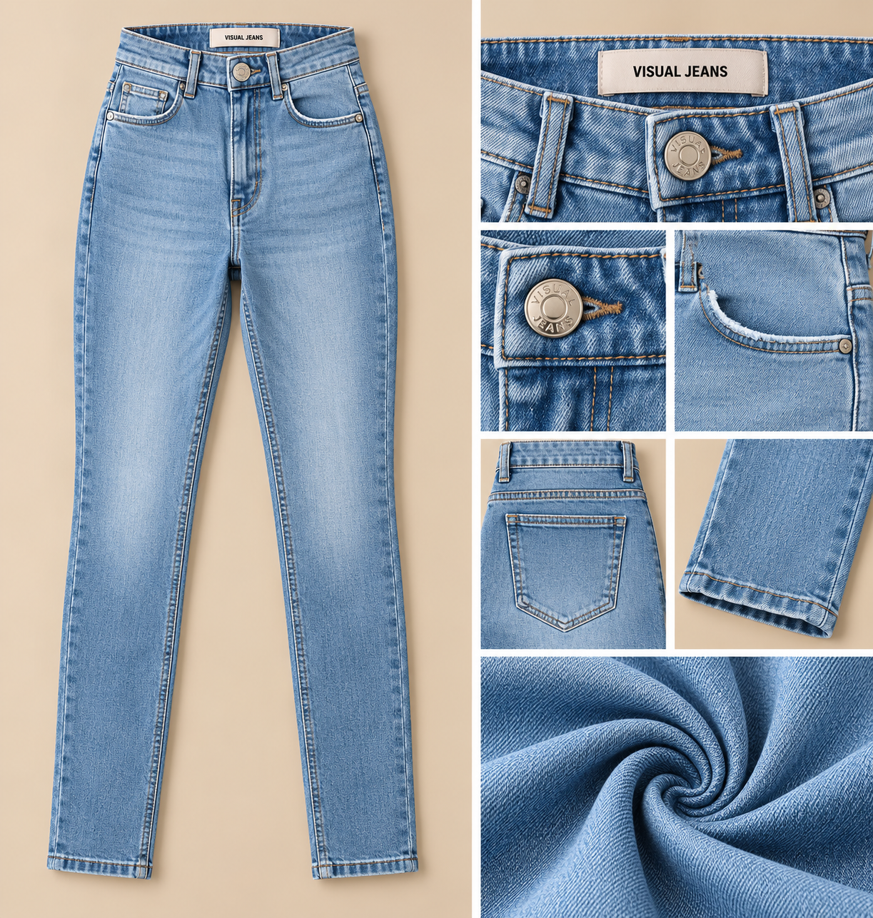 Calça Jeans Feminina Skinny Visual Jeans — Azul Claro — 34 ao 48 — foto ilustrativa