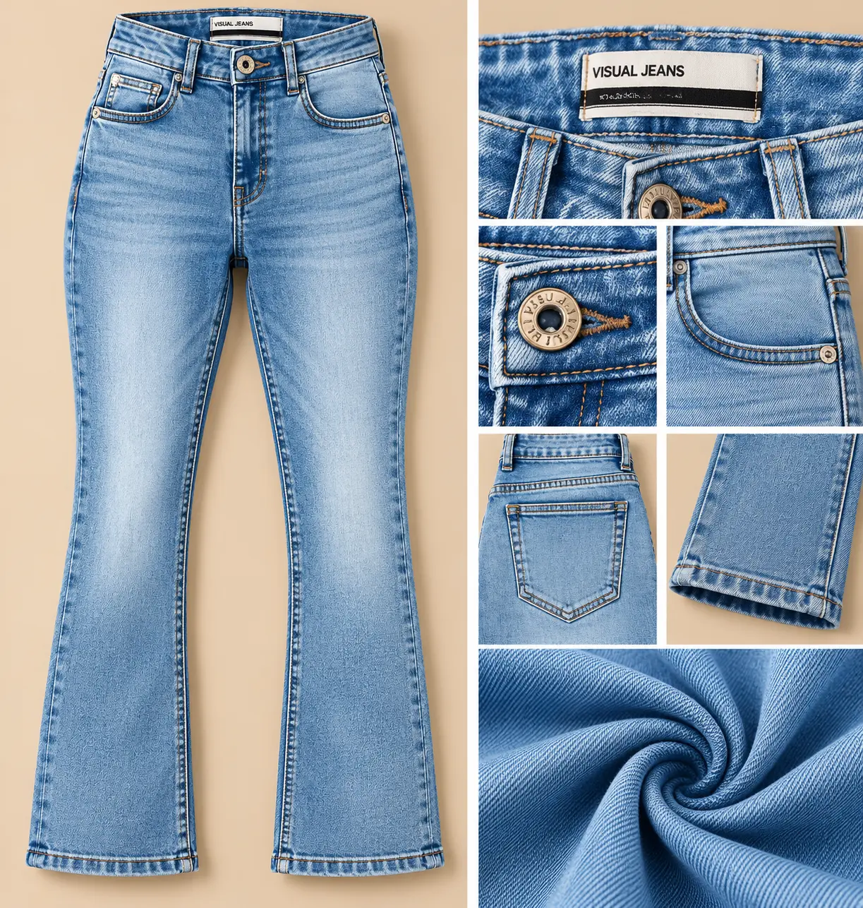 Calça Jeans Masculina Visual Jeans — Slim — Azul Claro — foto ilustrativa