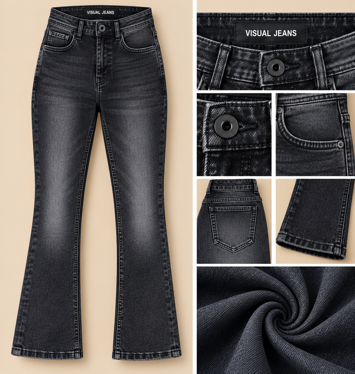 Calça Jeans Masculina Visual Jeans — Slim — Preto Estonado — foto ilustrativa