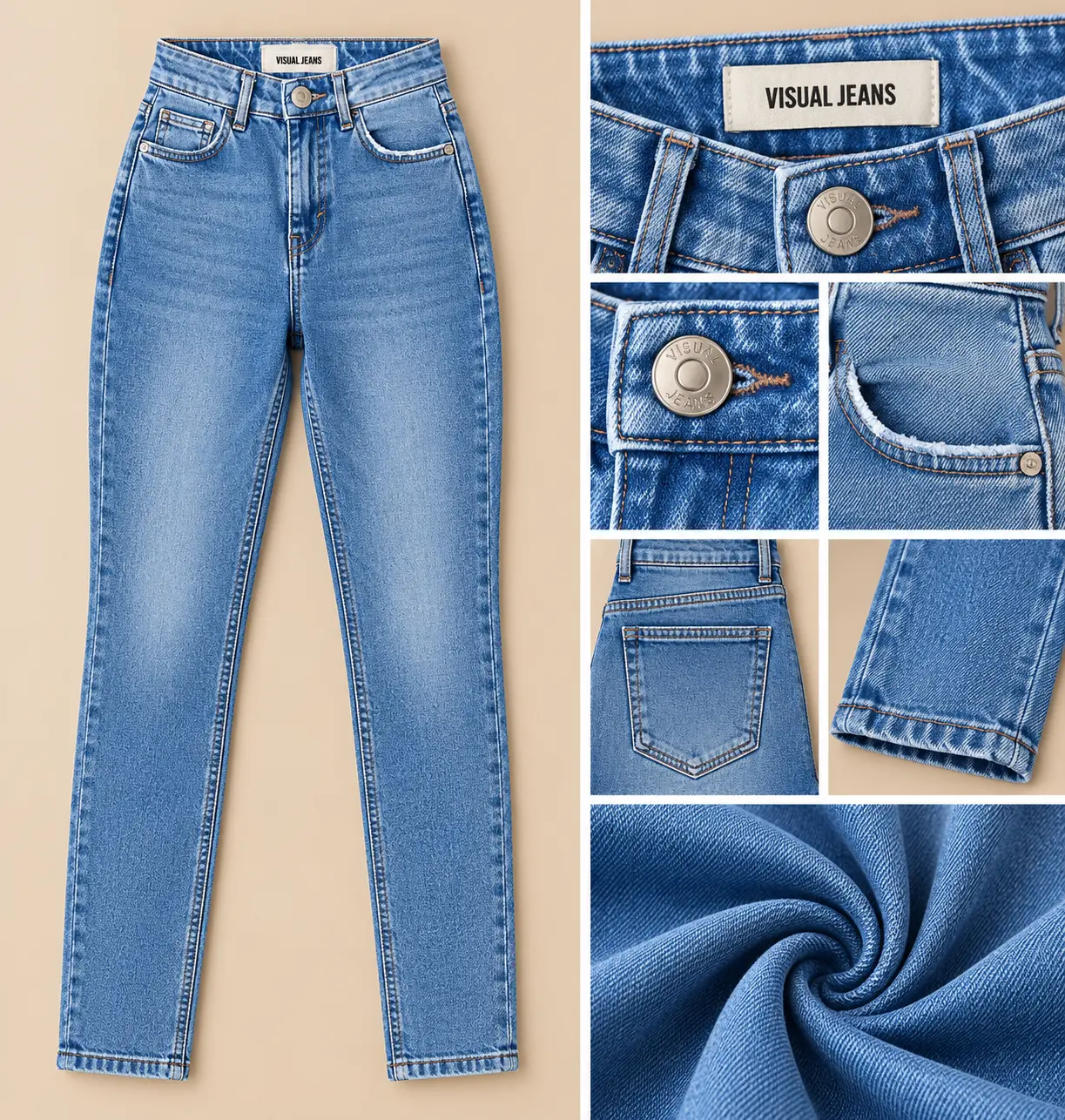 Calça Jeans Feminina Skinny Visual Jeans — Azul Médio — 34 ao 48 — foto ilustrativa