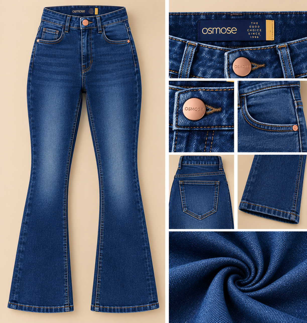 Calça Jeans Feminina Flare Osmose — Azul Jeans Médio/Escuro — 34 ao 48 — foto ilustrativa