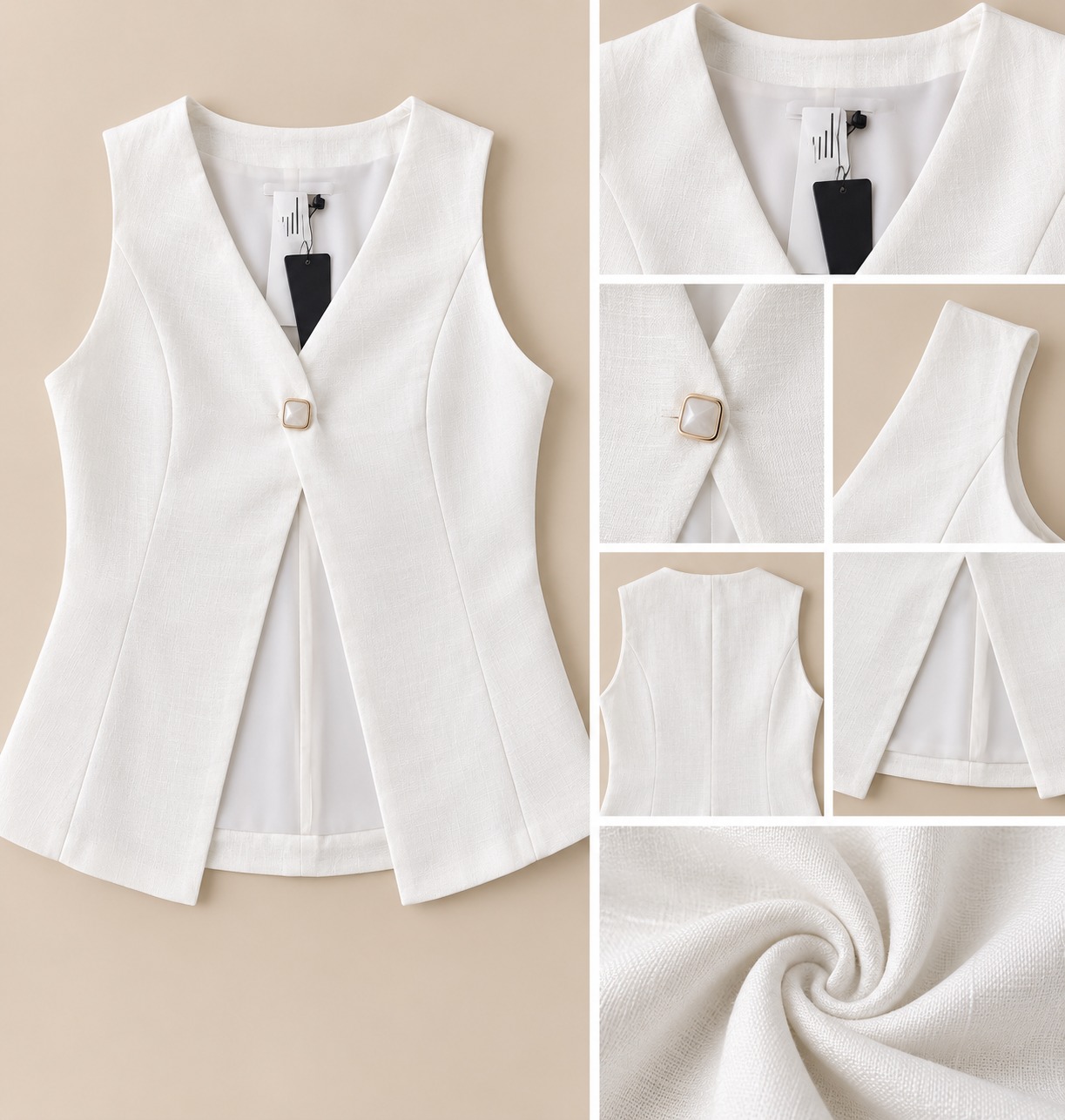 Colete Feminino Visual Jeans Alfaiataria Branco / Off-white — foto ilustrativa